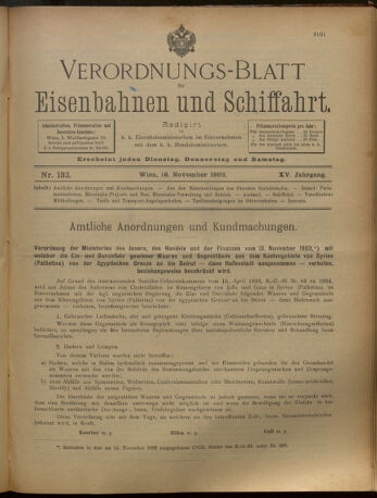 Verordnungs-Blatt für Eisenbahnen und Schiffahrt: Veröffentlichungen in Tarif- und Transport-Angelegenheiten 19021118 Seite: 1