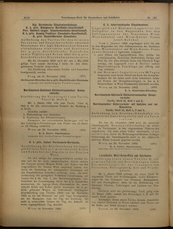 Verordnungs-Blatt für Eisenbahnen und Schiffahrt: Veröffentlichungen in Tarif- und Transport-Angelegenheiten 19021122 Seite: 12