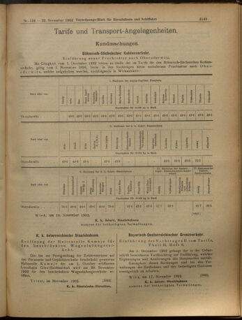 Verordnungs-Blatt für Eisenbahnen und Schiffahrt: Veröffentlichungen in Tarif- und Transport-Angelegenheiten 19021122 Seite: 9