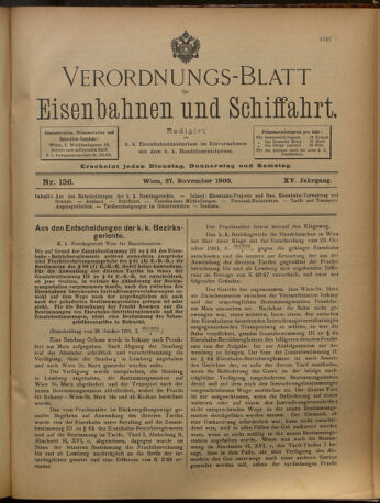 Verordnungs-Blatt für Eisenbahnen und Schiffahrt: Veröffentlichungen in Tarif- und Transport-Angelegenheiten 19021127 Seite: 1