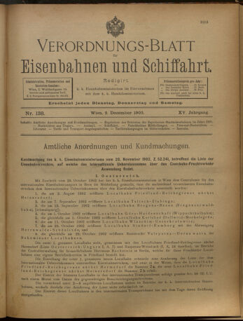 Verordnungs-Blatt für Eisenbahnen und Schiffahrt: Veröffentlichungen in Tarif- und Transport-Angelegenheiten 19021202 Seite: 1