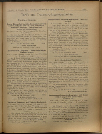 Verordnungs-Blatt für Eisenbahnen und Schiffahrt: Veröffentlichungen in Tarif- und Transport-Angelegenheiten 19021202 Seite: 9