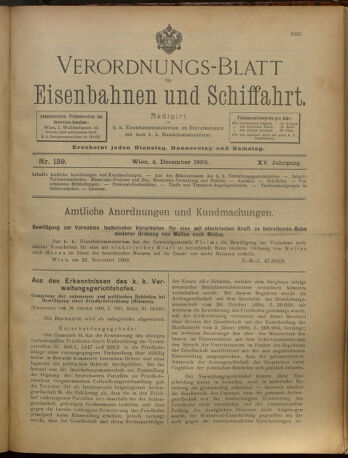 Verordnungs-Blatt für Eisenbahnen und Schiffahrt: Veröffentlichungen in Tarif- und Transport-Angelegenheiten 19021204 Seite: 1