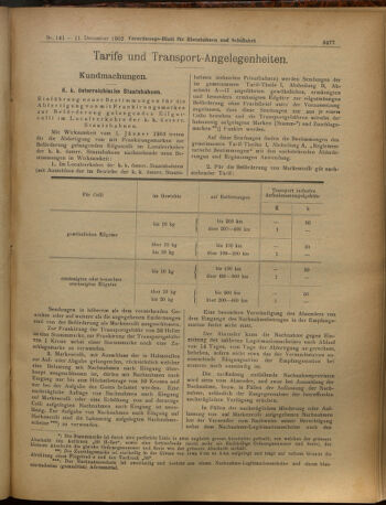 Verordnungs-Blatt für Eisenbahnen und Schiffahrt: Veröffentlichungen in Tarif- und Transport-Angelegenheiten 19021211 Seite: 9