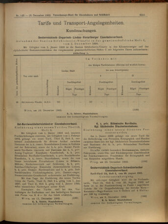 Verordnungs-Blatt für Eisenbahnen und Schiffahrt: Veröffentlichungen in Tarif- und Transport-Angelegenheiten 19021213 Seite: 11