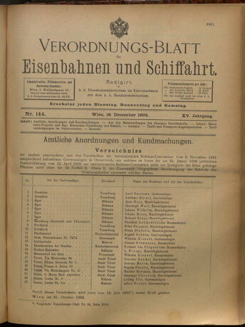 Verordnungs-Blatt für Eisenbahnen und Schiffahrt: Veröffentlichungen in Tarif- und Transport-Angelegenheiten 19021218 Seite: 1