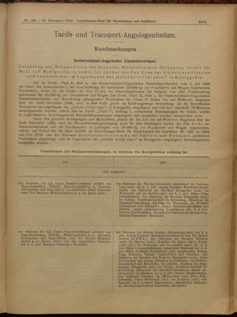 Verordnungs-Blatt für Eisenbahnen und Schiffahrt: Veröffentlichungen in Tarif- und Transport-Angelegenheiten 19021230 Seite: 7