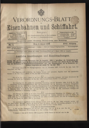 Verordnungs-Blatt für Eisenbahnen und Schiffahrt: Veröffentlichungen in Tarif- und Transport-Angelegenheiten 19030105 Seite: 1