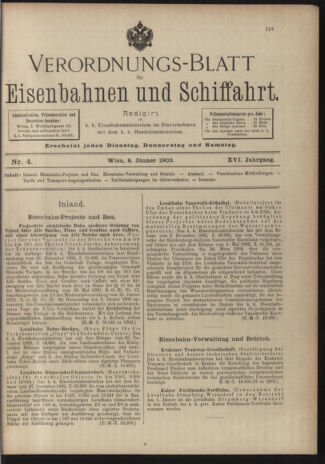 Verordnungs-Blatt für Eisenbahnen und Schiffahrt: Veröffentlichungen in Tarif- und Transport-Angelegenheiten 19030108 Seite: 1