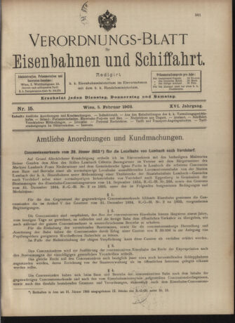 Verordnungs-Blatt für Eisenbahnen und Schiffahrt: Veröffentlichungen in Tarif- und Transport-Angelegenheiten 19030205 Seite: 1