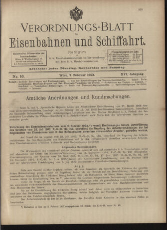 Verordnungs-Blatt für Eisenbahnen und Schiffahrt: Veröffentlichungen in Tarif- und Transport-Angelegenheiten 19030207 Seite: 1