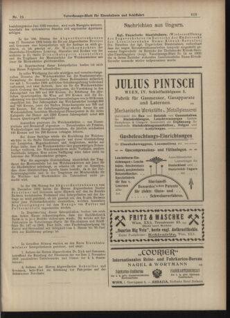 Verordnungs-Blatt für Eisenbahnen und Schiffahrt: Veröffentlichungen in Tarif- und Transport-Angelegenheiten 19030214 Seite: 19