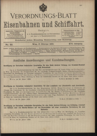 Verordnungs-Blatt für Eisenbahnen und Schiffahrt: Veröffentlichungen in Tarif- und Transport-Angelegenheiten 19030217 Seite: 1