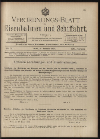 Verordnungs-Blatt für Eisenbahnen und Schiffahrt: Veröffentlichungen in Tarif- und Transport-Angelegenheiten 19030219 Seite: 1