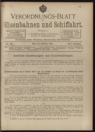 Verordnungs-Blatt für Eisenbahnen und Schiffahrt: Veröffentlichungen in Tarif- und Transport-Angelegenheiten 19030224 Seite: 1