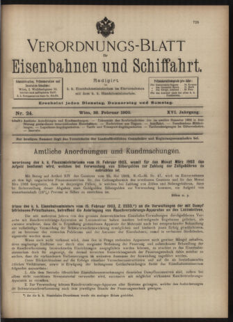 Verordnungs-Blatt für Eisenbahnen und Schiffahrt: Veröffentlichungen in Tarif- und Transport-Angelegenheiten 19030226 Seite: 1