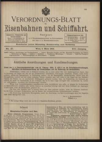 Verordnungs-Blatt für Eisenbahnen und Schiffahrt: Veröffentlichungen in Tarif- und Transport-Angelegenheiten 19030305 Seite: 1