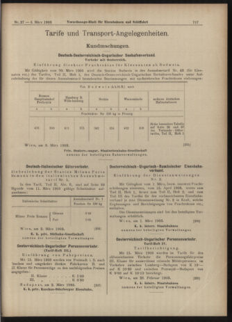 Verordnungs-Blatt für Eisenbahnen und Schiffahrt: Veröffentlichungen in Tarif- und Transport-Angelegenheiten 19030305 Seite: 5