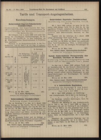 Verordnungs-Blatt für Eisenbahnen und Schiffahrt: Veröffentlichungen in Tarif- und Transport-Angelegenheiten 19030317 Seite: 7