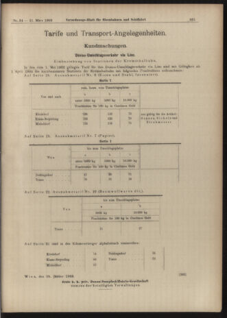 Verordnungs-Blatt für Eisenbahnen und Schiffahrt: Veröffentlichungen in Tarif- und Transport-Angelegenheiten 19030321 Seite: 19