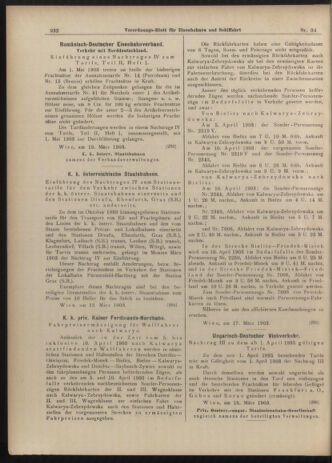 Verordnungs-Blatt für Eisenbahnen und Schiffahrt: Veröffentlichungen in Tarif- und Transport-Angelegenheiten 19030321 Seite: 20