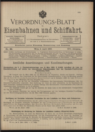 Verordnungs-Blatt für Eisenbahnen und Schiffahrt: Veröffentlichungen in Tarif- und Transport-Angelegenheiten 19030402 Seite: 1