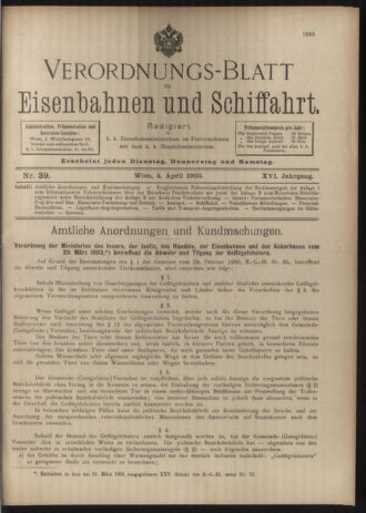 Verordnungs-Blatt für Eisenbahnen und Schiffahrt: Veröffentlichungen in Tarif- und Transport-Angelegenheiten 19030404 Seite: 1