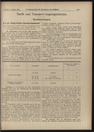 Verordnungs-Blatt für Eisenbahnen und Schiffahrt: Veröffentlichungen in Tarif- und Transport-Angelegenheiten 19030407 Seite: 5