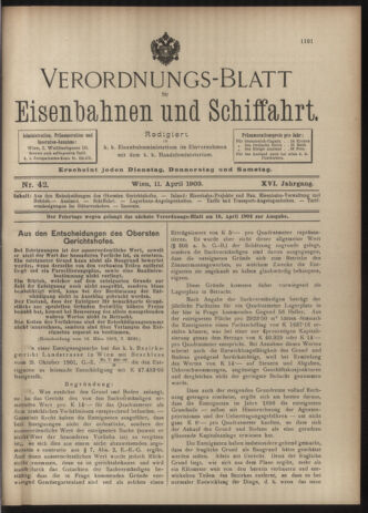 Verordnungs-Blatt für Eisenbahnen und Schiffahrt: Veröffentlichungen in Tarif- und Transport-Angelegenheiten 19030411 Seite: 1