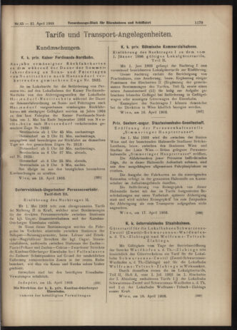 Verordnungs-Blatt für Eisenbahnen und Schiffahrt: Veröffentlichungen in Tarif- und Transport-Angelegenheiten 19030421 Seite: 11