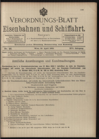 Verordnungs-Blatt für Eisenbahnen und Schiffahrt: Veröffentlichungen in Tarif- und Transport-Angelegenheiten 19030423 Seite: 1