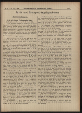 Verordnungs-Blatt für Eisenbahnen und Schiffahrt: Veröffentlichungen in Tarif- und Transport-Angelegenheiten 19030423 Seite: 15