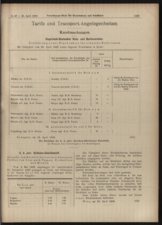 Verordnungs-Blatt für Eisenbahnen und Schiffahrt: Veröffentlichungen in Tarif- und Transport-Angelegenheiten 19030425 Seite: 7