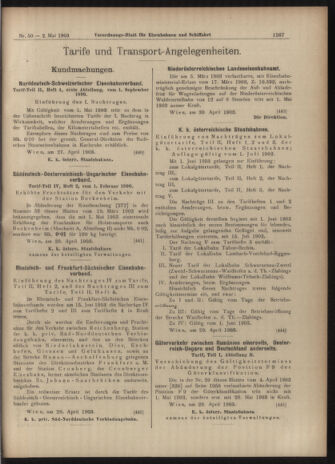 Verordnungs-Blatt für Eisenbahnen und Schiffahrt: Veröffentlichungen in Tarif- und Transport-Angelegenheiten 19030502 Seite: 7