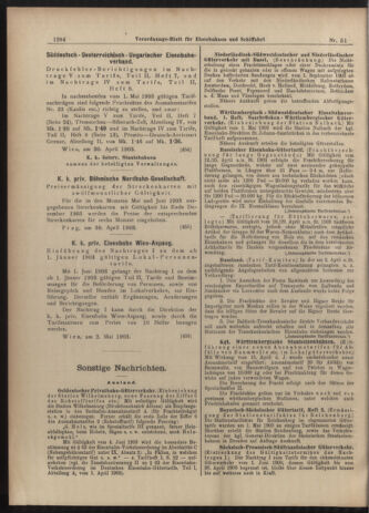 Verordnungs-Blatt für Eisenbahnen und Schiffahrt: Veröffentlichungen in Tarif- und Transport-Angelegenheiten 19030505 Seite: 8