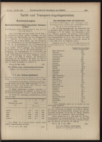 Verordnungs-Blatt für Eisenbahnen und Schiffahrt: Veröffentlichungen in Tarif- und Transport-Angelegenheiten 19030512 Seite: 7