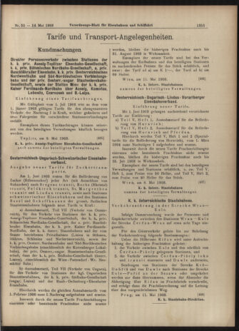 Verordnungs-Blatt für Eisenbahnen und Schiffahrt: Veröffentlichungen in Tarif- und Transport-Angelegenheiten 19030514 Seite: 9