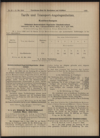 Verordnungs-Blatt für Eisenbahnen und Schiffahrt: Veröffentlichungen in Tarif- und Transport-Angelegenheiten 19030521 Seite: 9