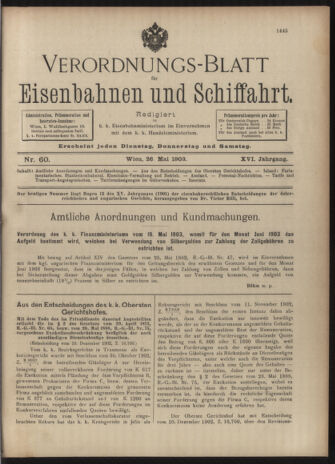 Verordnungs-Blatt für Eisenbahnen und Schiffahrt: Veröffentlichungen in Tarif- und Transport-Angelegenheiten 19030526 Seite: 1