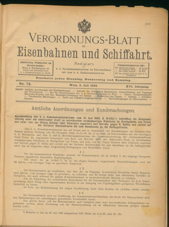 Verordnungs-Blatt für Eisenbahnen und Schiffahrt: Veröffentlichungen in Tarif- und Transport-Angelegenheiten 19030602 Seite: 1