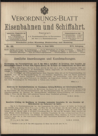 Verordnungs-Blatt für Eisenbahnen und Schiffahrt: Veröffentlichungen in Tarif- und Transport-Angelegenheiten 19030604 Seite: 1