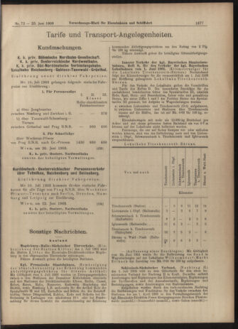 Verordnungs-Blatt für Eisenbahnen und Schiffahrt: Veröffentlichungen in Tarif- und Transport-Angelegenheiten 19030625 Seite: 9