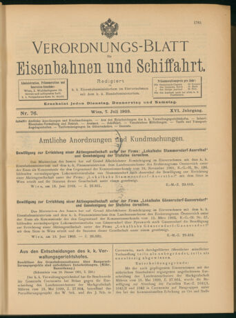 Verordnungs-Blatt für Eisenbahnen und Schiffahrt: Veröffentlichungen in Tarif- und Transport-Angelegenheiten 19030707 Seite: 1