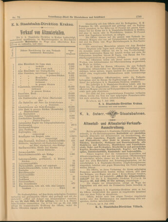 Verordnungs-Blatt für Eisenbahnen und Schiffahrt: Veröffentlichungen in Tarif- und Transport-Angelegenheiten 19030711 Seite: 7