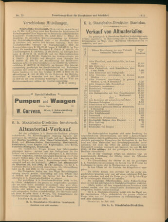 Verordnungs-Blatt für Eisenbahnen und Schiffahrt: Veröffentlichungen in Tarif- und Transport-Angelegenheiten 19030714 Seite: 7