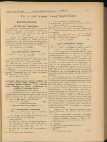 Verordnungs-Blatt für Eisenbahnen und Schiffahrt: Veröffentlichungen in Tarif- und Transport-Angelegenheiten 19030714 Seite: 9