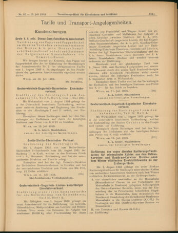 Verordnungs-Blatt für Eisenbahnen und Schiffahrt: Veröffentlichungen in Tarif- und Transport-Angelegenheiten 19030716 Seite: 17