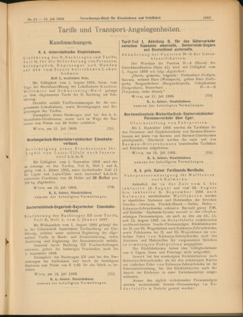 Verordnungs-Blatt für Eisenbahnen und Schiffahrt: Veröffentlichungen in Tarif- und Transport-Angelegenheiten 19030718 Seite: 13