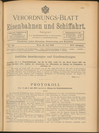 Verordnungs-Blatt für Eisenbahnen und Schiffahrt: Veröffentlichungen in Tarif- und Transport-Angelegenheiten