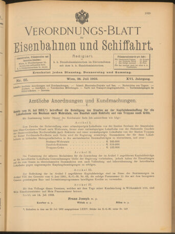 Verordnungs-Blatt für Eisenbahnen und Schiffahrt: Veröffentlichungen in Tarif- und Transport-Angelegenheiten